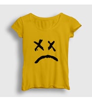 Presmono Kadın Sarı Sad Face Lil Peep T-Shirt 38014tt (Sarı)