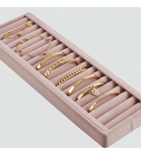 Süet Kumaş Pembe Renk 34 cm / 11 cm Kelepçe-bileklik Sergileme Standı