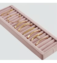 Süet Kumaş Pembe Renk 34 cm / 11 cm Kelepçe-bileklik Sergileme Standı