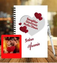 Sevgililer Gününe Özel Ahşap Defter Kalem &  Instagram Çerçeve Hediye Seti 4