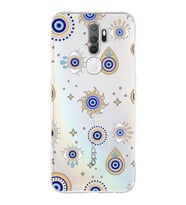 PrintiFy Oppo A9 2020 ile Uyumlu Nazar Boncuğu 5  Kamera Korumalı Şeffaf Silikon Kılıf