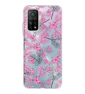 Xiaomi Mi 10 T Pro Uyumlu Kapak Floral Pembe Tasarımlı Şeffaf Silikon Kılıf