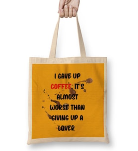 Funny Coffee Drinks Art Lover Gift Quote Vintage Retro Bez Çanta Uzun Saplı