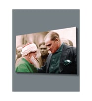 Miyrem Glasses Collection -A1^#  Atatürk ve Halk Temalı Uv Baskılı Cam Tablo (Çok Renkli)