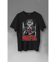 Skull Ganster Mafia Temalı Silahlı Adam Baskılı Tişört Unisex T-Shirt (Siyah)