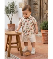Civil Baby Hayvan Baskılı 6-18 Ay Gömlek - Ekru