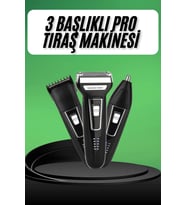 Tıraş Makinesi 3 Başlıklı T Başlıklı Hassas Ciltlere Özel Saç Sakal Vücut Kulak Burun
