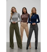 3’lü Parmak Geçmeli Kadın Body Seti (Gri-Lacivert)
