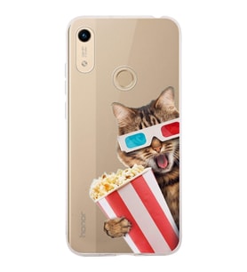 PrintiFy Huawei Honor 8A ile Uyumlu 1mm Slim Fit Kedi 1 050b Baskılı Şeffaf  Kılıf