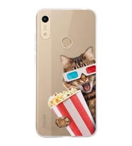 PrintiFy Huawei Honor 8A ile Uyumlu 1mm Slim Fit Kedi 1 050b Baskılı Şeffaf  Kılıf