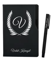 Kişiye Özel Sevgiliye Doğum Günü Hediyesi Siyah Defter ve Roller Kalem Hediye Seti