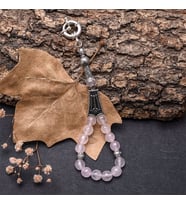 Pembe Kuvars Doğaltaşı Tesbih Model Anahtarlık (Çok Renkli)