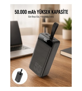 Mey İthalat® Hızlı Taşınabilir 50.000 Mah Powerbank Led Ekran Android ve İOS Uyumlu Yeni Nesil