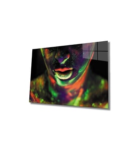 Miyrem Glasses Collection -A1^#  Karanlıkta Parlayan Kadın Neon Cam Tablo (Çok Renkli)