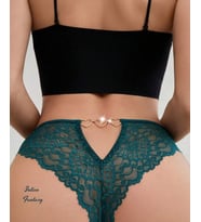 Intive Love Zümrüt Yeşili Arkası Kalp Aksesuarlı Brazilian Tanga