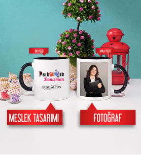 Psikolojik Danışman Kupa Bardak Siyah Fotoğraflı