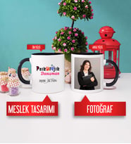 Psikolojik Danışman Kupa Bardak Siyah Fotoğraflı