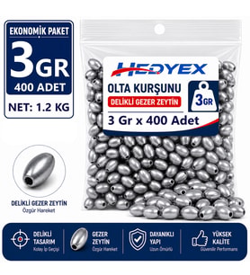 Hedyex 3 Gr 400 Adet (1.2 Kg) Olta Kurşunu Delikli Gezer Zeytin