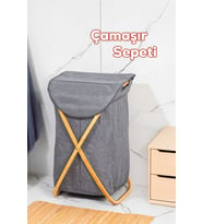 Porsima Mio-100 Bambu Banyo Kirli Çamaşır Sepeti Banyo Düzenleyici Sepet 40,5X65,5 cm
