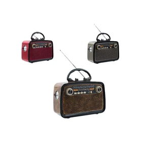 Bluetooth Hoparlör Ahşap Renk Işıklı Nostaljik Radyo Fm Ahşap Görünümlü
