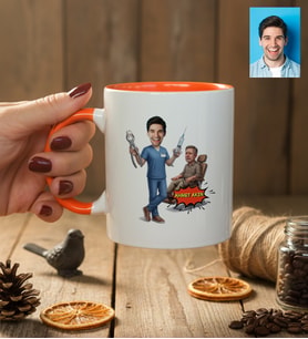 Kişiye Özel Karikatürlü Erkek Diş Hekimi Kupa Bardak Tıp Bayramı Hediyesi