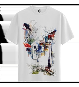 Parisian Nightscape - %100 Pamuklu Kadın Beyaz Tişört - Premium Quality