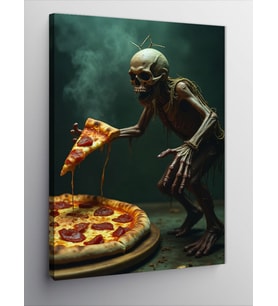 Kanvas Tablo Pizza Yiyen Zombi