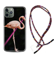 Apple iPhone 11 12 13 14 Pro Max Kılıf Boyun Asklı Rasta Silikon Line Filamingo 1776