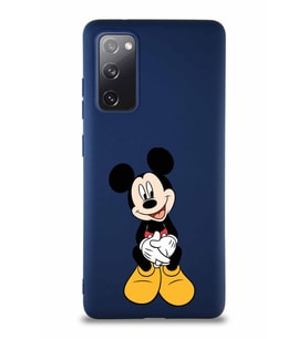 Samsung Galaxy S20 FE Soft Premier Kapak Mickey Mouse-A Tasarımlı Silikon Kılıf - Lacivert (Şeffaf)