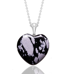Sertifikalı Kalp Kesim Karlı Obsidyen Taşı Kolye (Çok Renkli)