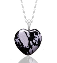 Sertifikalı Kalp Kesim Karlı Obsidyen Taşı Kolye (Çok Renkli)