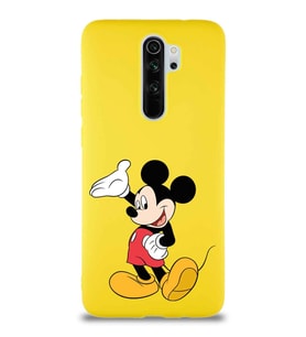 Xiaomi Redmi Note 8 Pro Soft Premier Kapak Mickey Mouse-C Tasarımlı Silikon Kılıf - Sarı (Şeffaf)