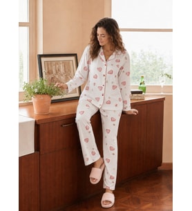 Kadın 8241 Kaskorse Uzun Kol Düğmeli Pijama Takımı