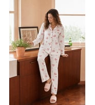 Kadın 8241 Kaskorse Uzun Kol Düğmeli Pijama Takımı