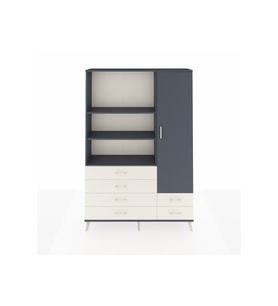 Arges Dolap 7 Raflı 6 Çekmeceli Tek Kapaklı  132x30x195 Antrasit-Antrasit/Aytaşı
