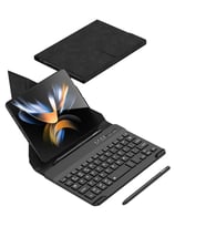 Lexroo Galaxy Z Fold 4 Kılıf Standlı Klavyeli Kalem Bölmeli Kıpta Klavyeli Kılıf - Siyah