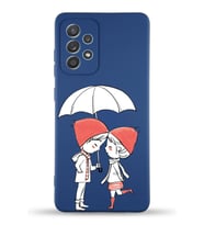 Samsung Galaxy A52 Uyumlu Lansman Kılıf Aşk Tasarımlı İçi Kadife Kapak-Lacivert (Şeffaf)
