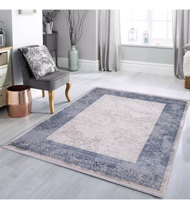 Atlantik Halı Elitra 0401AA GRİ / MAVİ Akrilik Modern Salon Halısı