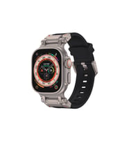 Watch 44mm KRD-108 Metal Başlıklı Silikon Kordon (Siyah)