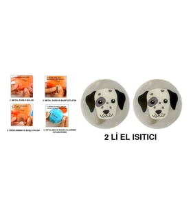 KÖPEKLİ CEP SOBASI,EL ISITICI,2 ADET SICAK SU TORBASI PVC  9cm