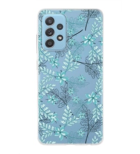 Samsung Galaxy A52s Uyumlu Kapak Floral Su Yeşili Tasarımlı Şeffaf Silikon Kılıf