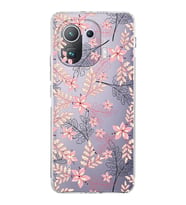 Xiaomi  Mi 11 Pro  Kamera Korumalı Kapak Floral Kırmızı Tasarımlı Şeffaf  Kılıf