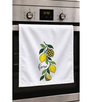 Valerine Life El Kurulama Havlusu 30x50cm Mutfak, Fırın için Pamuklu Emici Damalı Limon