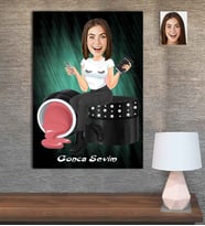 Kişiye Özel Karikatür Baskılı Ahşap Tablo Güzellik Uzmanı Nailart Kadın-5 30x40