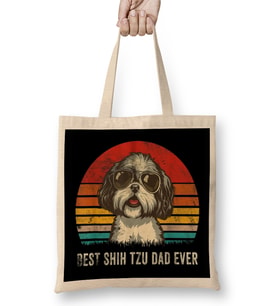 Mens Best Shih Tzu Dad Ever Funny Shih Tzu Dad Gift Dog Lover Bez Çanta Uzun Saplı