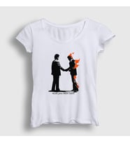 Presmono Kadın Beyaz Wish You Were Here Pink Floyd T-Shirt 354591tt