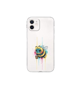 iPhone 12 ile uyumlu Splash arı tasarımlı şeffaf silikon kılıf