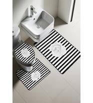 Modern Desenli Dijital Baskı 3’lü Banyo Paspas Takımı Yıkanabilir Kaymaz Tabanlı Klozet Takımı KLZ0018 (Çok Renkli)