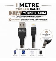 İmeng 3A UsbA to Lightning Pro Braided Data ve Hızlı Şarj Kablosu Siyah