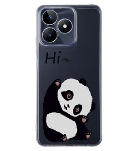 Realme C53 Uyumlu Sevimli Panda Desenli Şeffaf Telefon Kılıfı